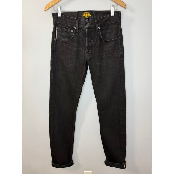 Brave Star Jeans Selvage Black Mens 28x35 The Slim Straight Button Fly Made USA - Picture 1 of 13